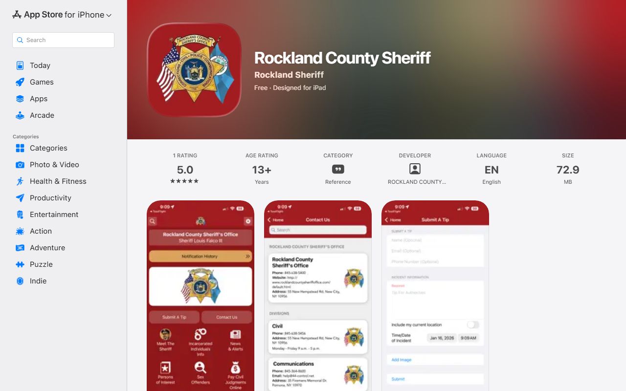 Rockland County inmate search Sheriff app for jail roster lookup