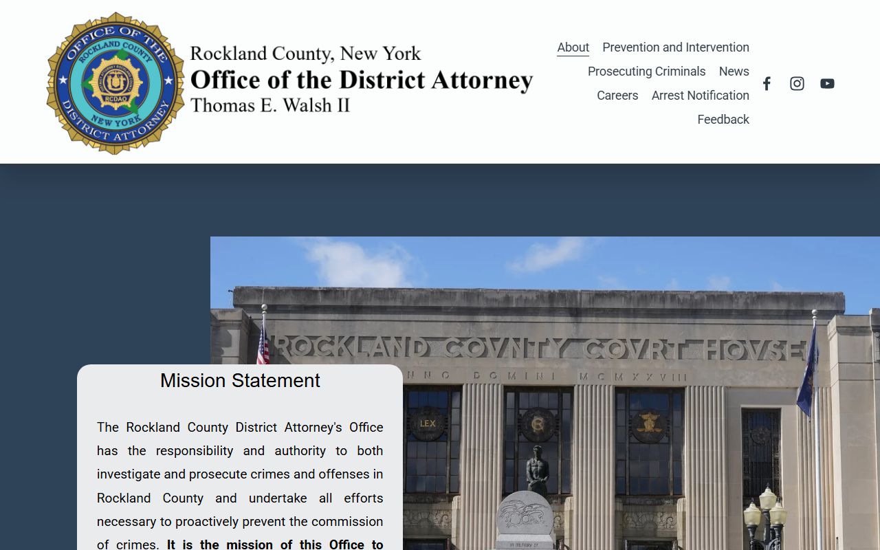 Rockland County District Attorney about page listing specialty court programs