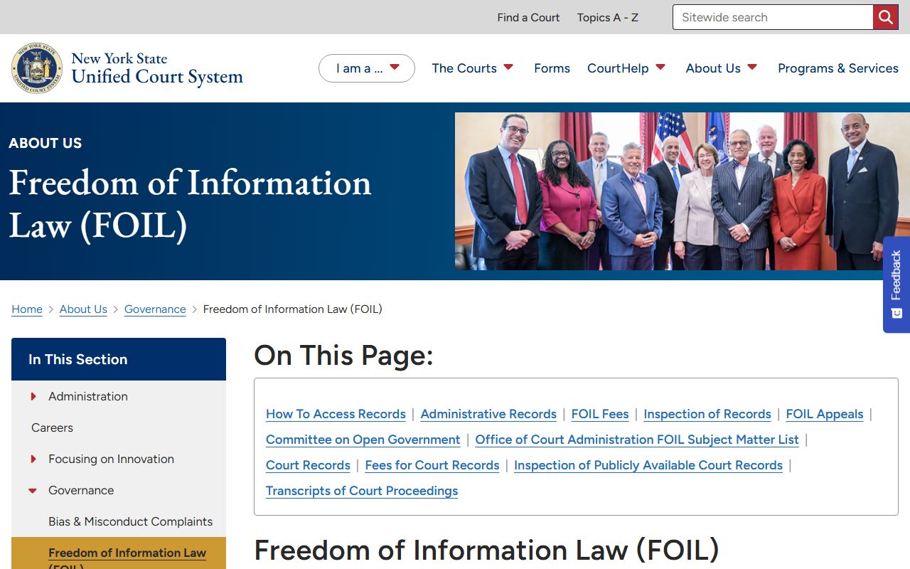 Rockland County public records New York Courts FOIL guidance page