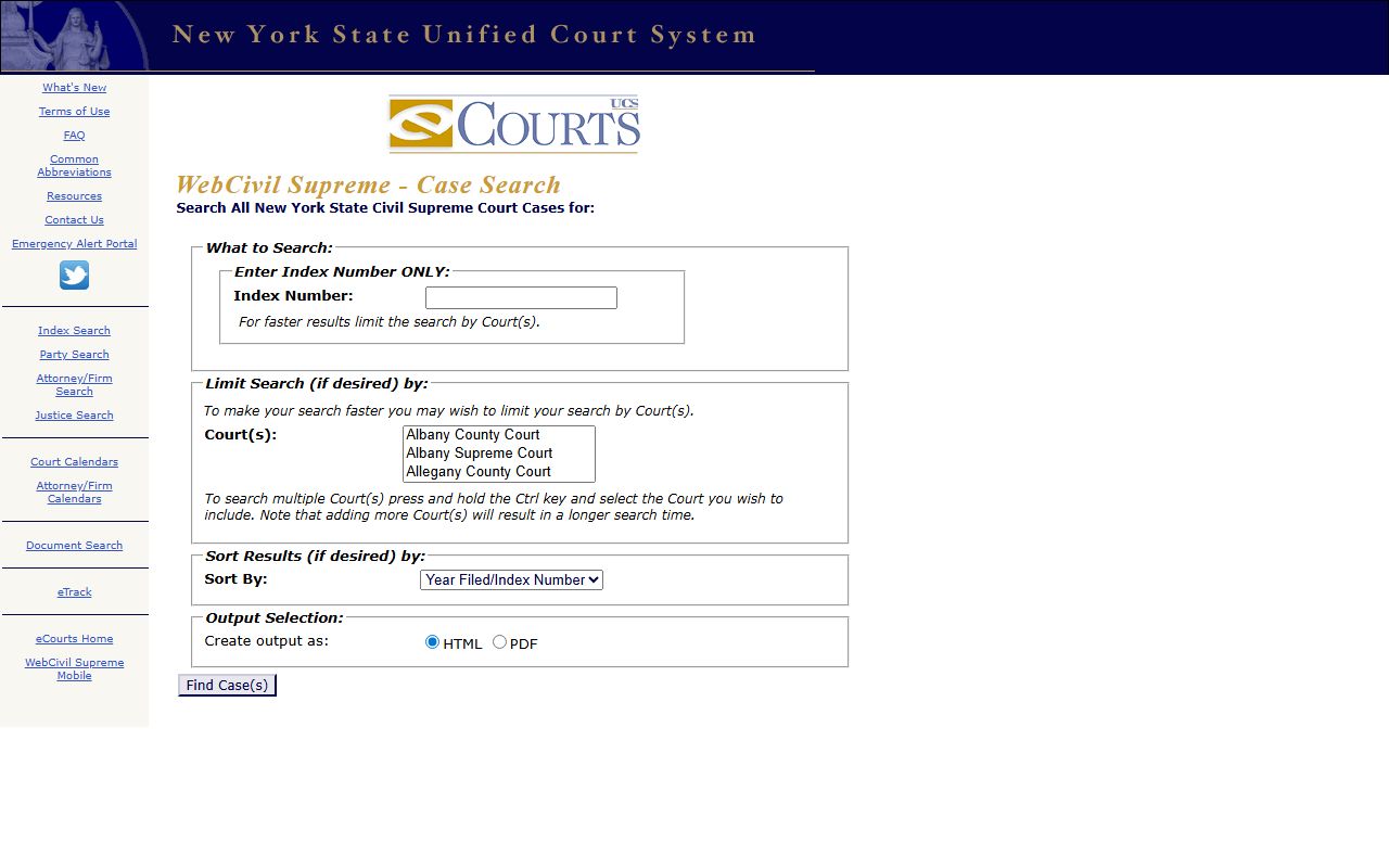 Rockland County court records WebCivil Supreme index search screen
